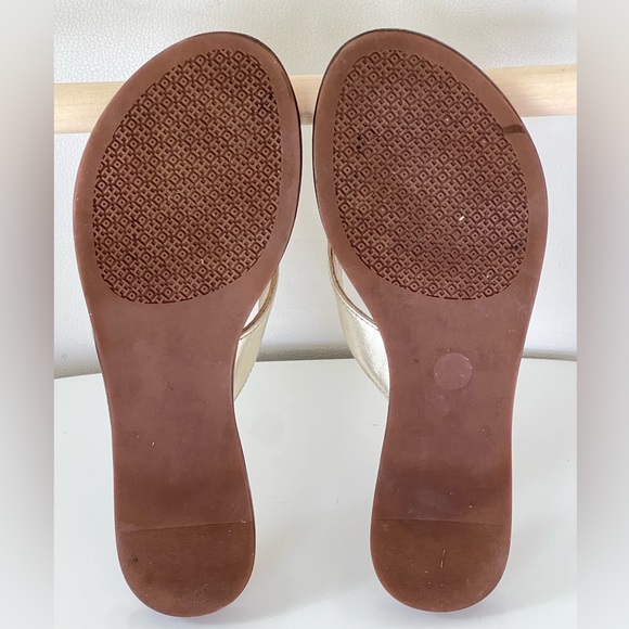 Tory Burch Benton Metallic Leather Thong Flip Flop Sandals 5M Spark Gold - Picture 12 of 12